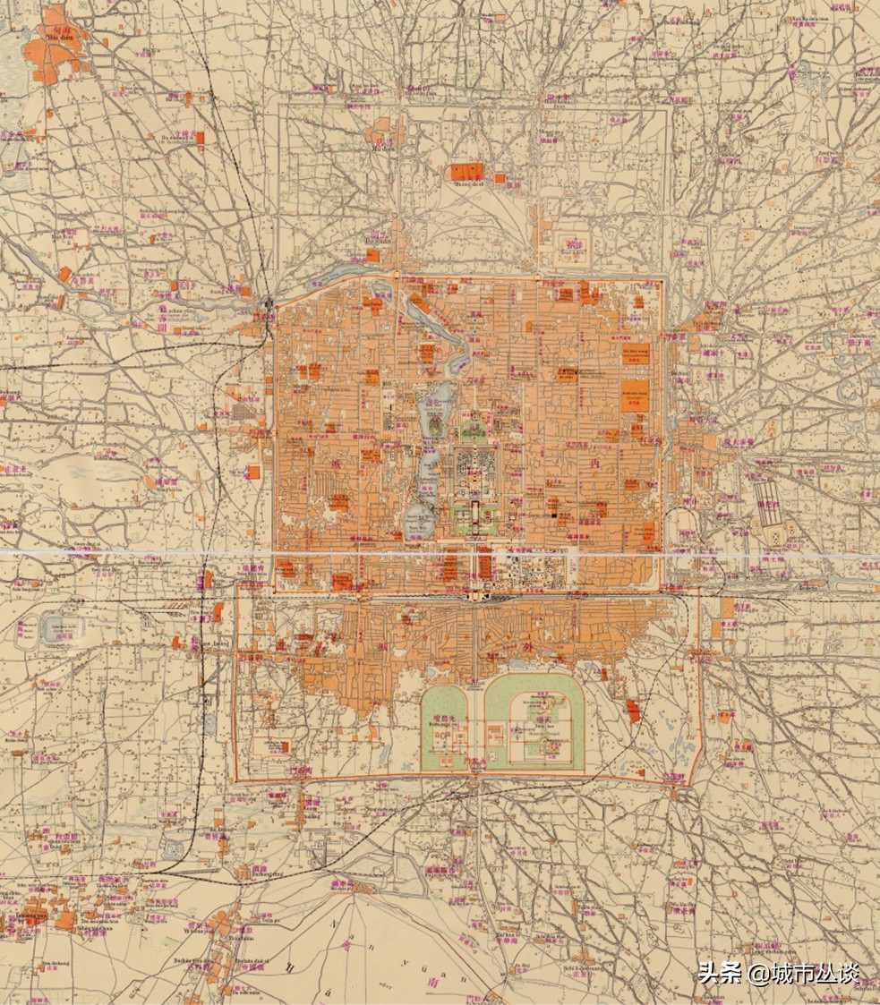 北京城俯瞰图的历史变化,看北京城全景的位置
