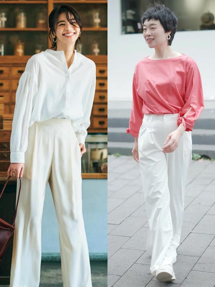 女人过了40岁，夏天应该有一条白色“阔腿裤”，不仅好看还百搭