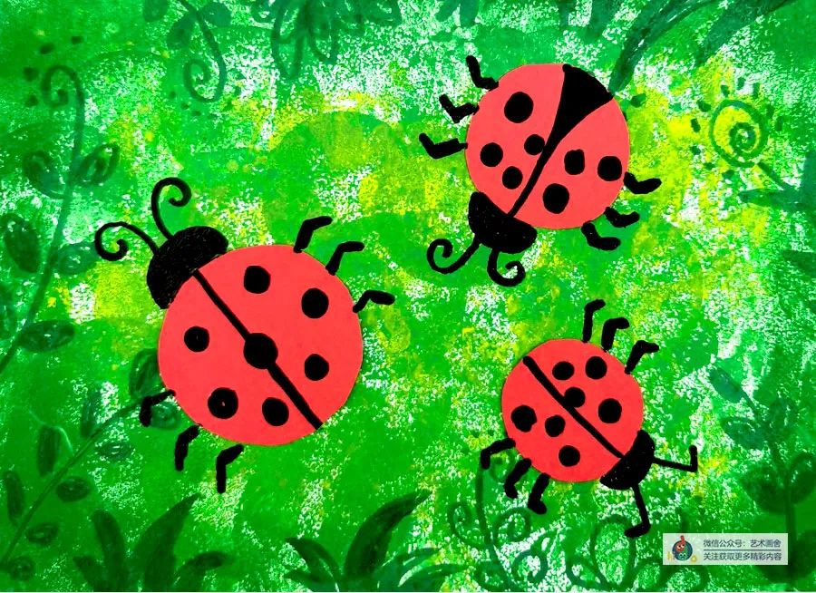 七星瓢虫儿童画创意画,七星瓢虫绘画儿童画