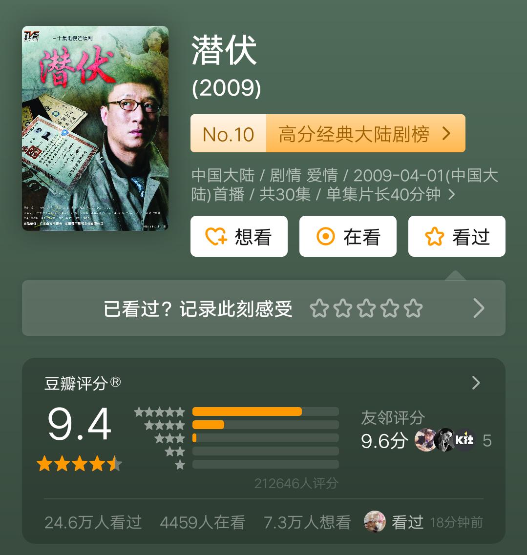 近20年评分最高十部电视剧,近40年优秀电视剧排名