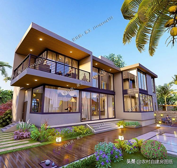 简约现代风农村二层别墅,经济实用二层农村现代风小别墅