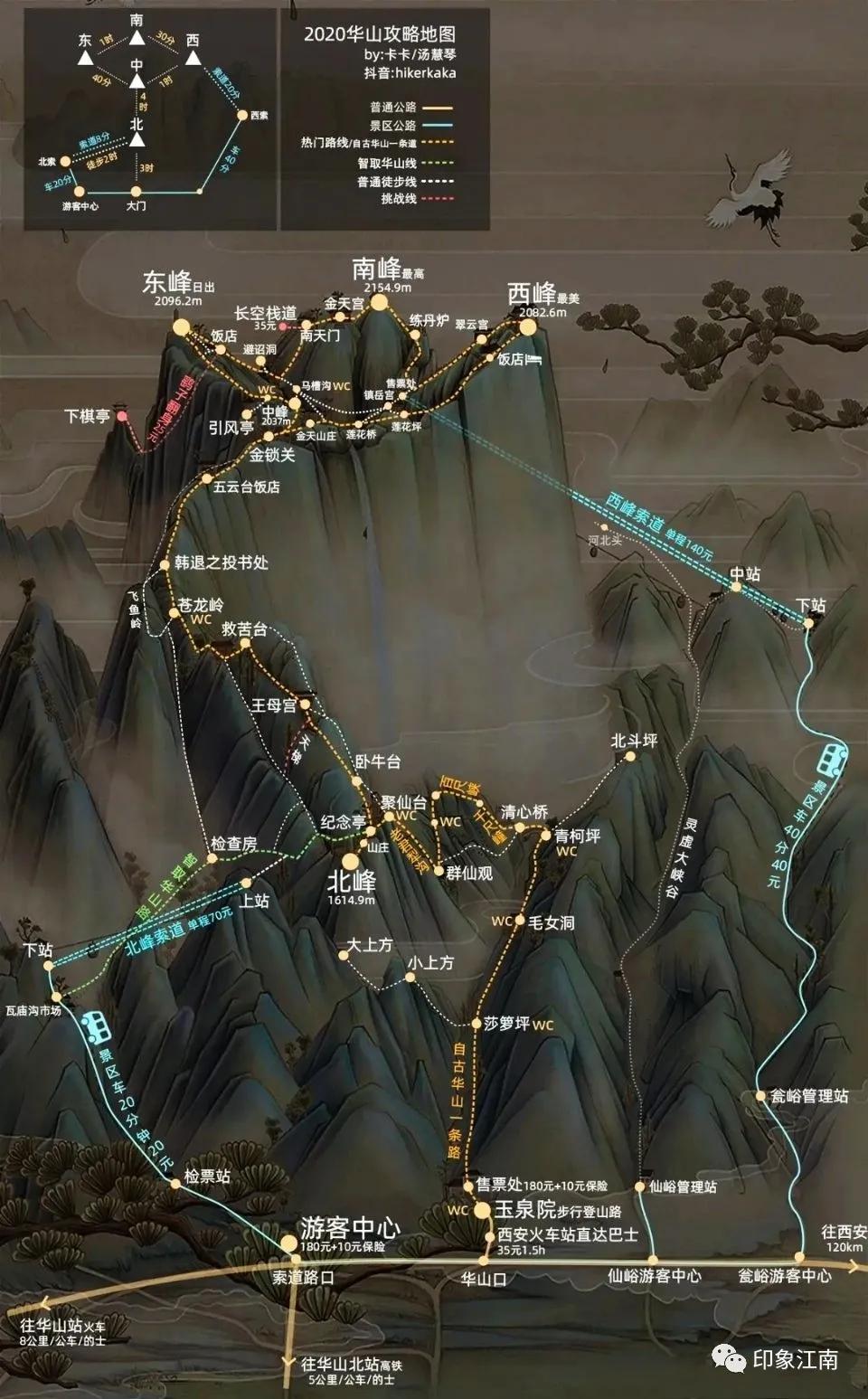 登华山攻略爬华山的最佳路线,华山西上西下爬华山攻略