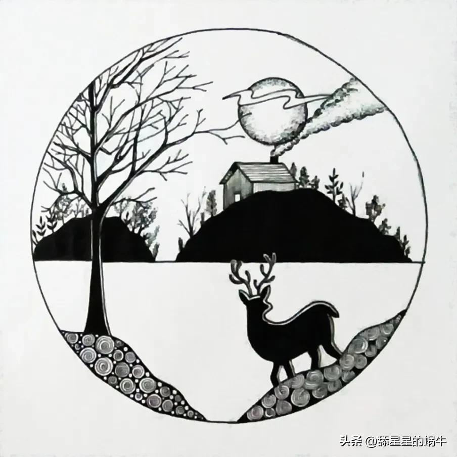 线描画黑白写生教程,线描中的黑白对比学生作品