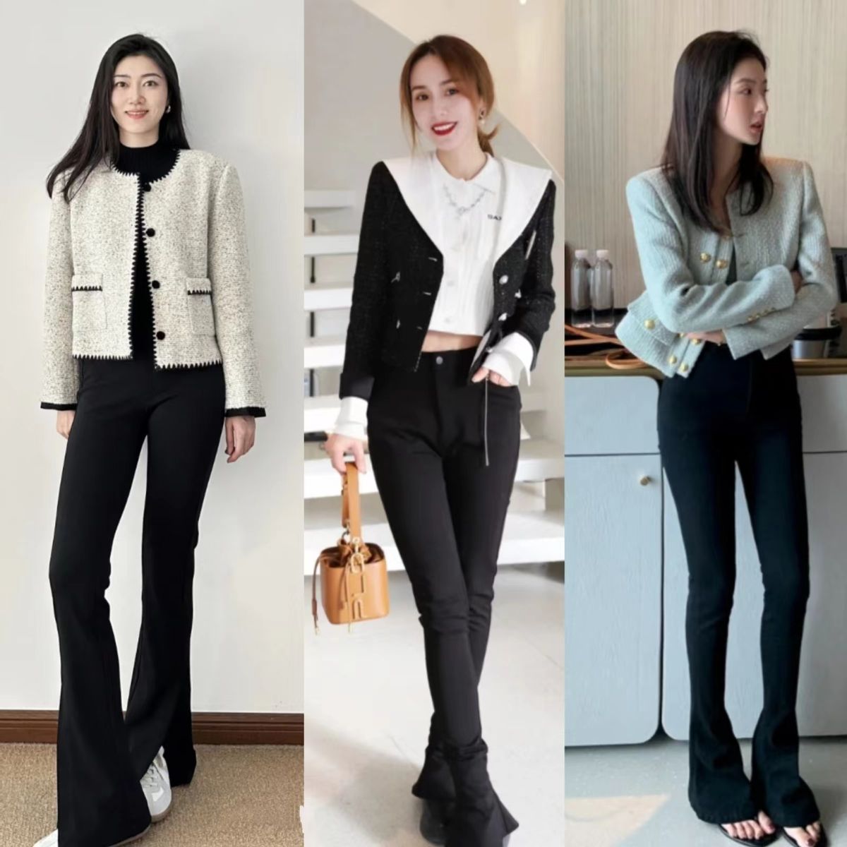 今年最火马蹄裤高个子,马蹄裤和开叉裤哪个更显瘦