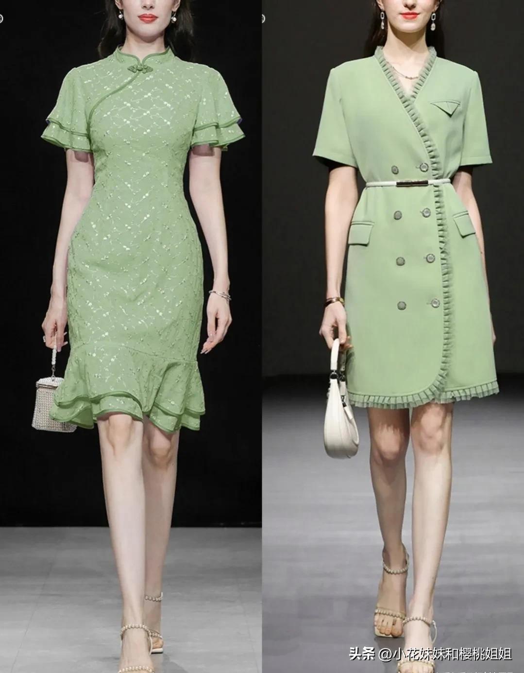 绿色长连衣裙适合什么人穿,绿色连衣裙显瘦又显气质高端