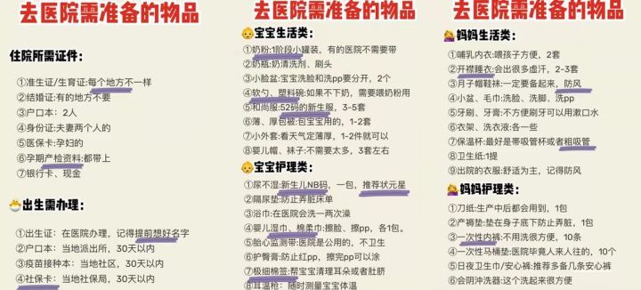 孕妇必买宝宝用品和待产清单,孕妇待产必买清单一览表