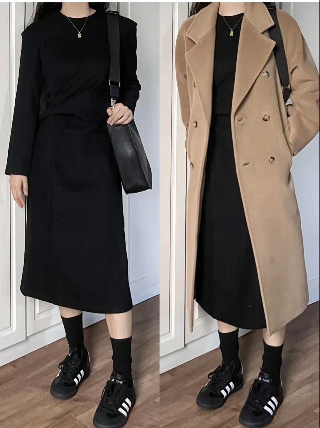 驼色浴袍大衣怎么搭配更高级,大衣棉服驼色穿搭女秋冬