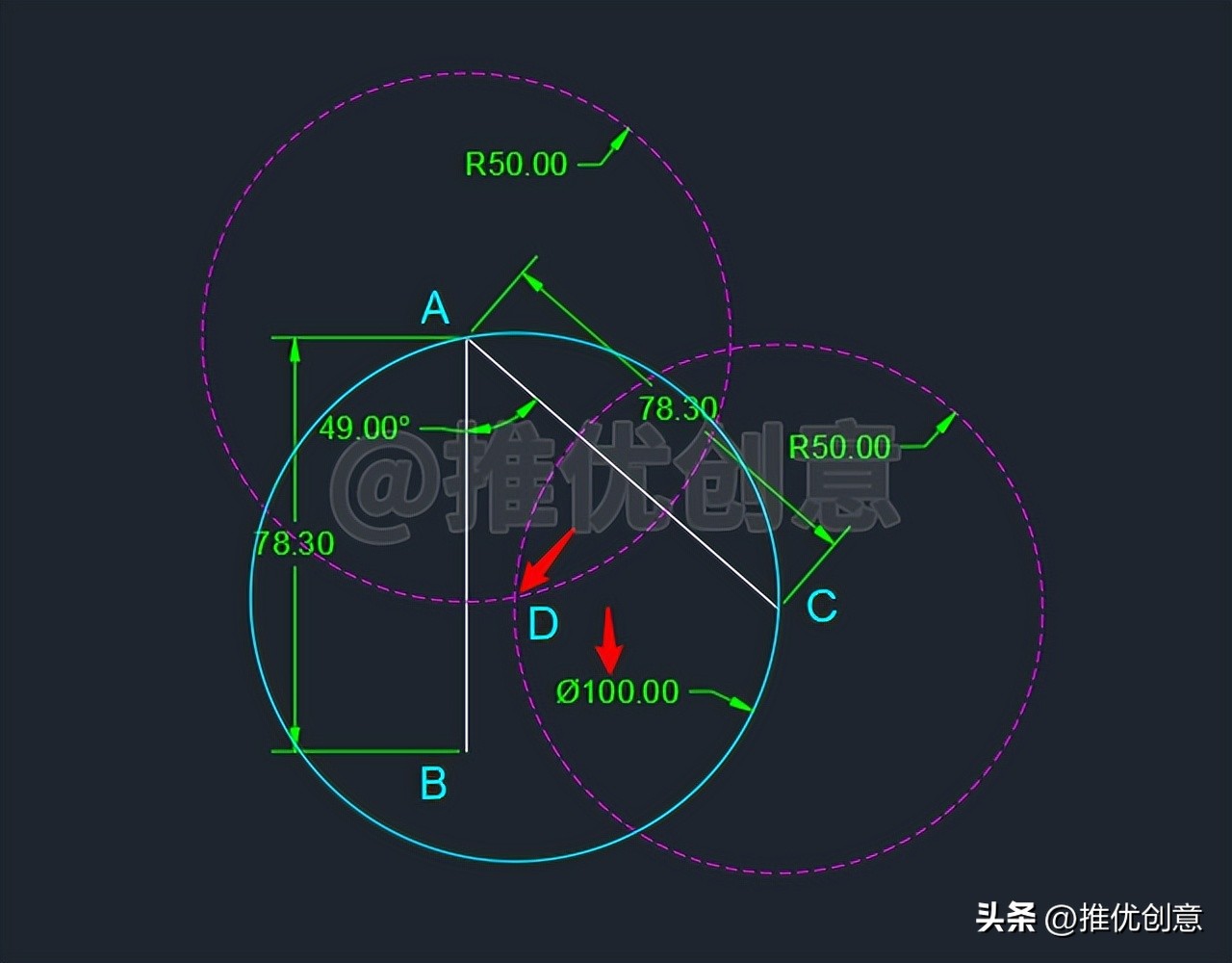 cad圆三点制图教程,cad圆制图初学入门