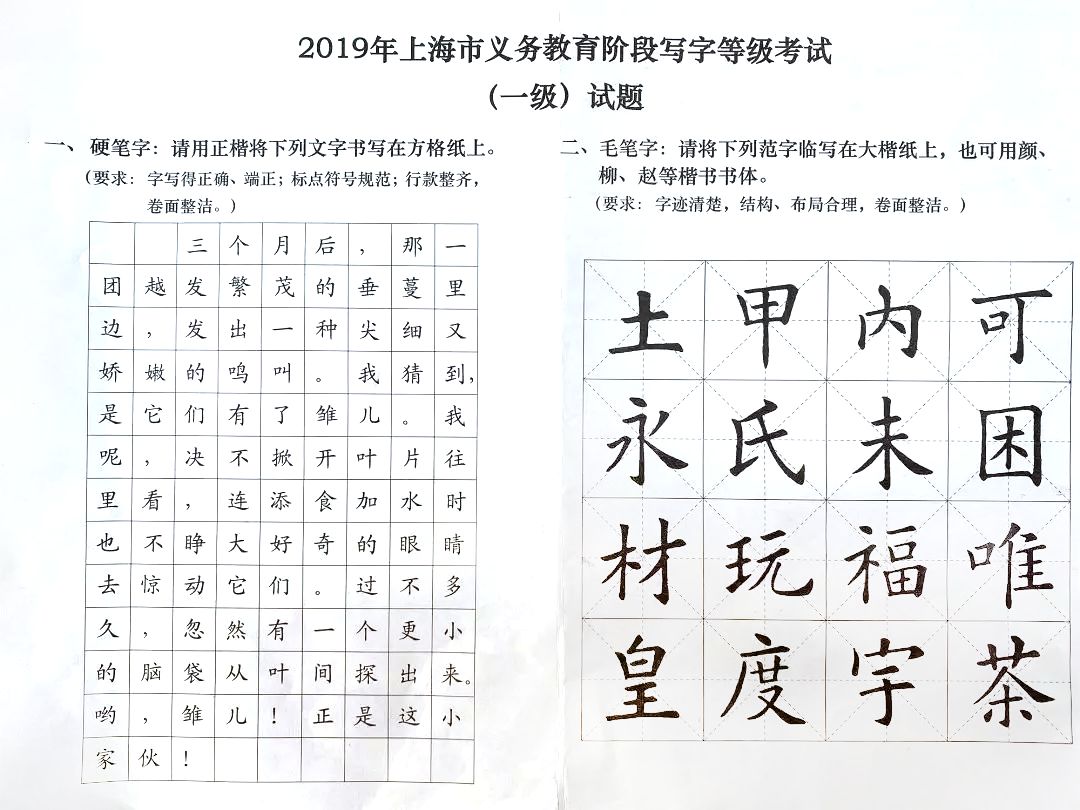 全市统考！2022上海中小学“写字等级考试”通知！不合格必须补考