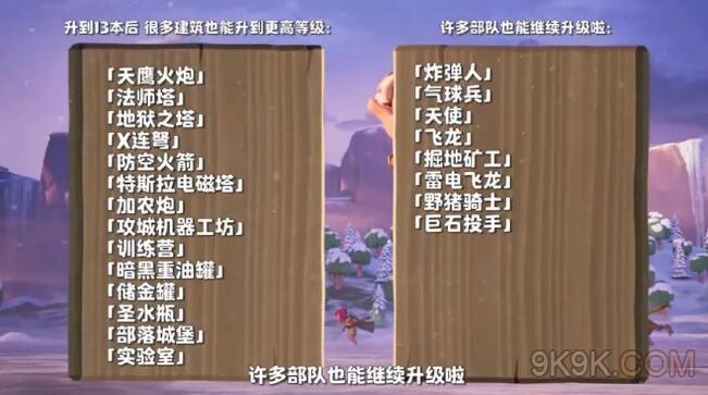 部落冲突城墙升级表部落冲突13建筑和部队升级时间列表