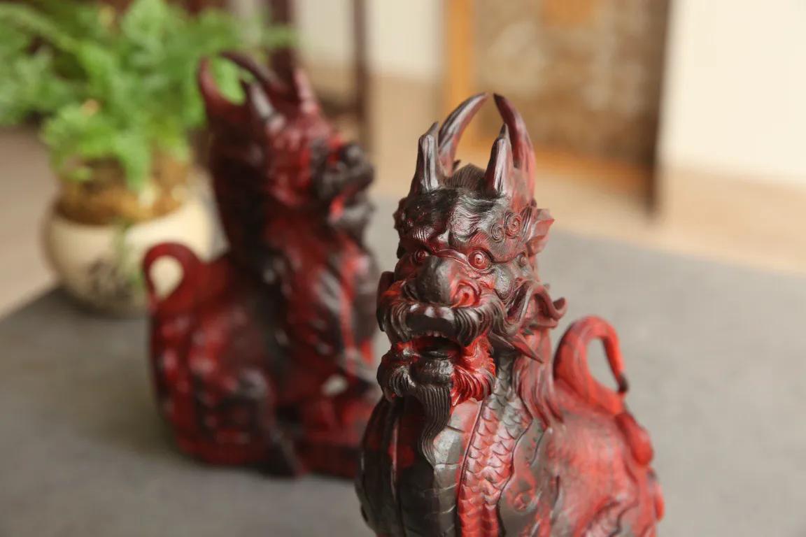 印度小叶紫檀麒麟木雕,印度小叶紫檀麒麟摆件