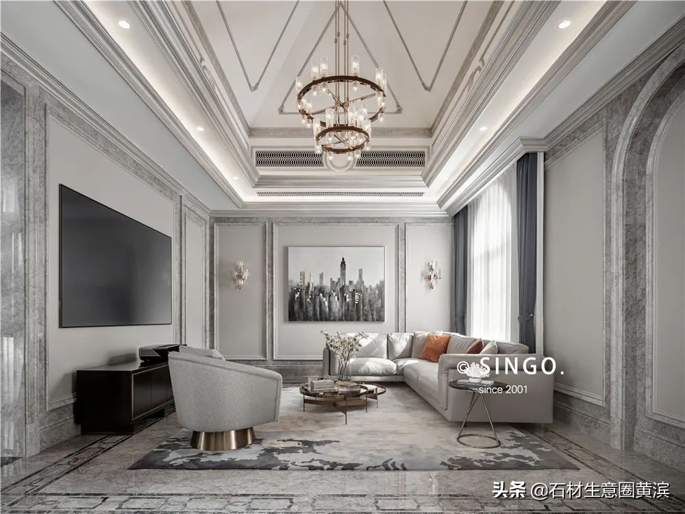 法式轻奢别墅大理石什么颜色好看,大理石法式轻奢