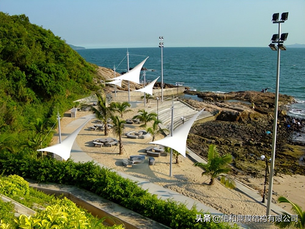 张拉式膜结构景观遮阳棚价格,大型膜结构景观遮阳棚安装