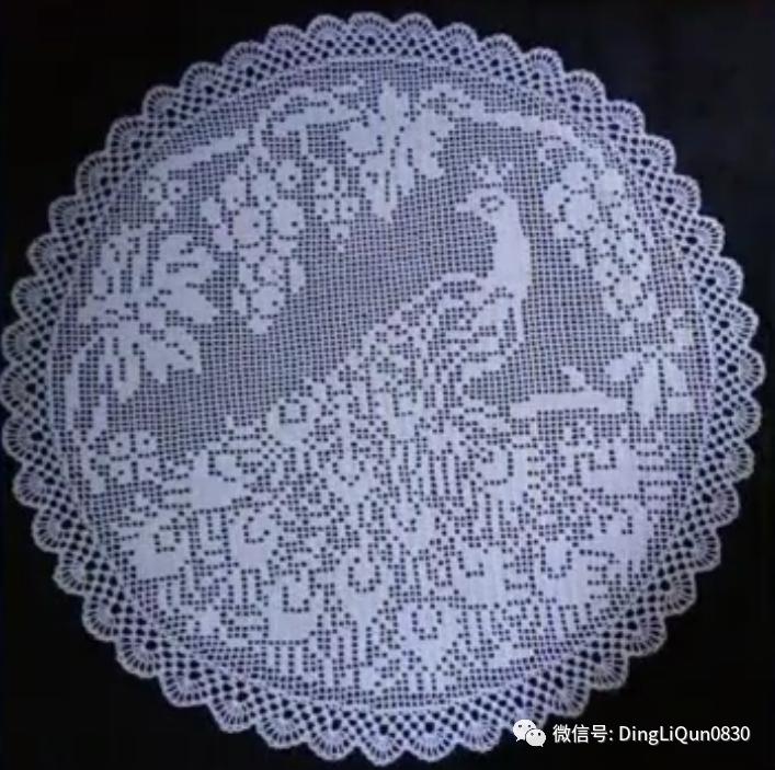 针织钩花小桌布,毛线编织钩花桌布图案