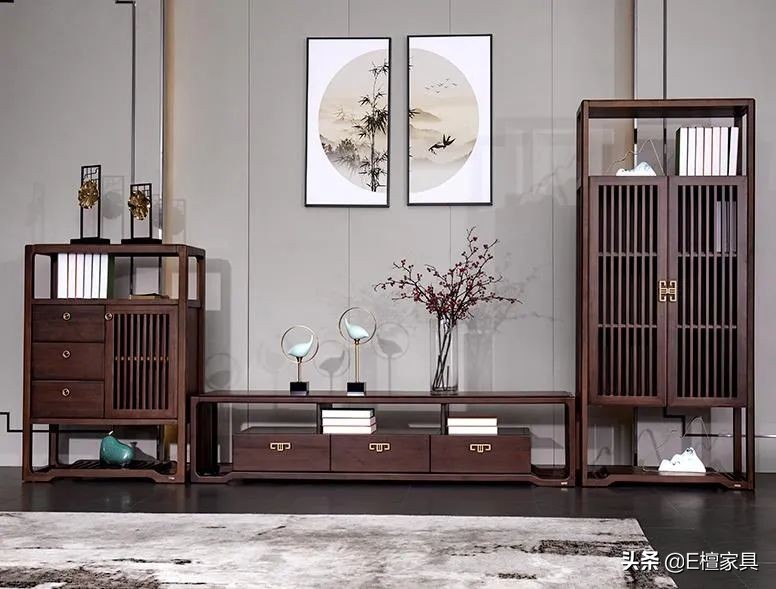 新中式电视柜两边放什么最好,新中式电视柜款式效果图