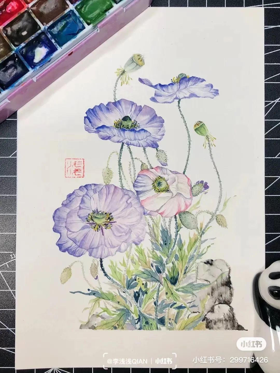 水彩中国风风景简单,古风水彩花卉简单又好看