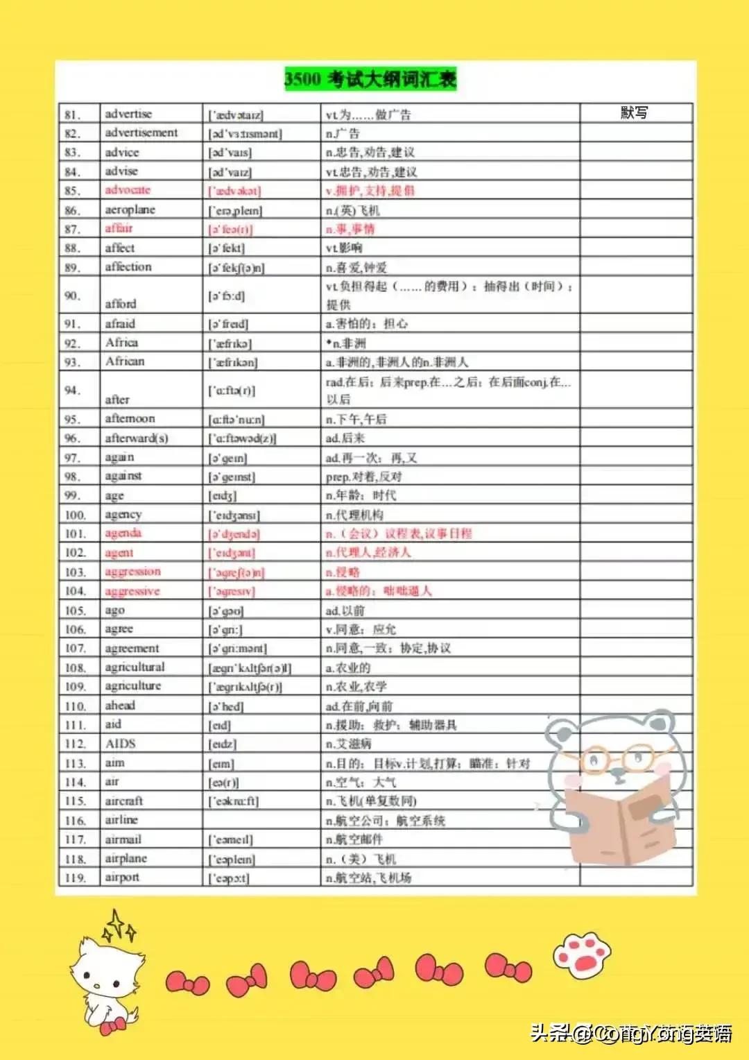 高考英语单词3500拼写朗读,初中英语单词必背3500词汇