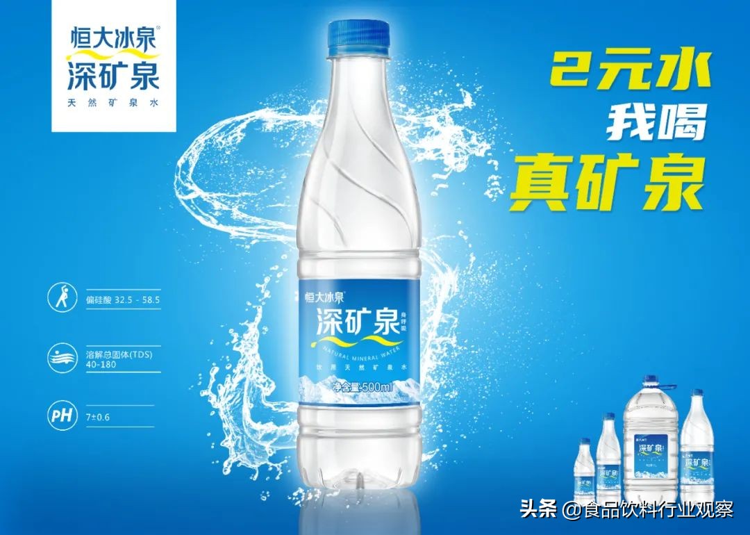 恒大冰泉矿泉水500ml零售价,恒大冰泉深v矿泉水12瓶价格