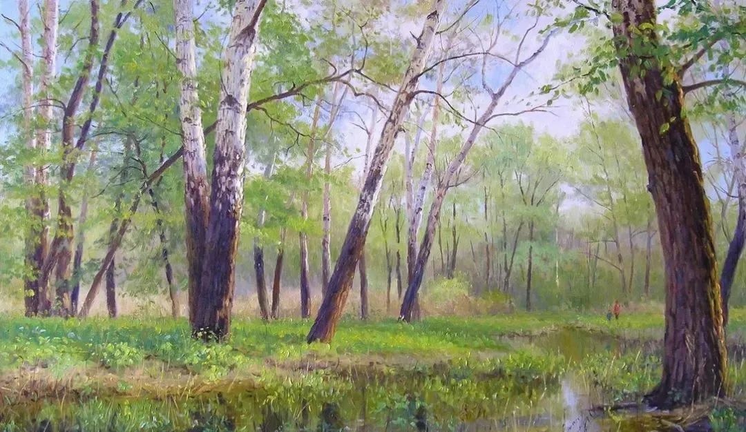 光影很强的油画风景,这油画太美了把光影画到了极致