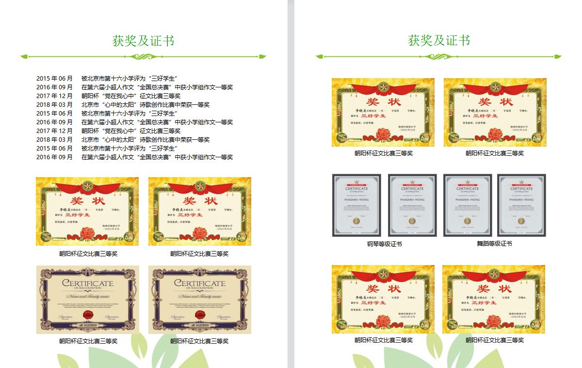 小升初简历模板word免费,小升初简历模板2022