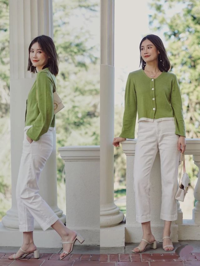 时尚小白裤夏季搭配更显瘦,小白裤窄版显瘦