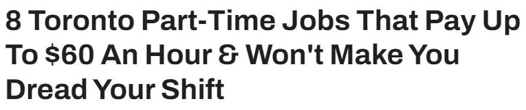 多伦多短期工作,多伦多兼职时薪