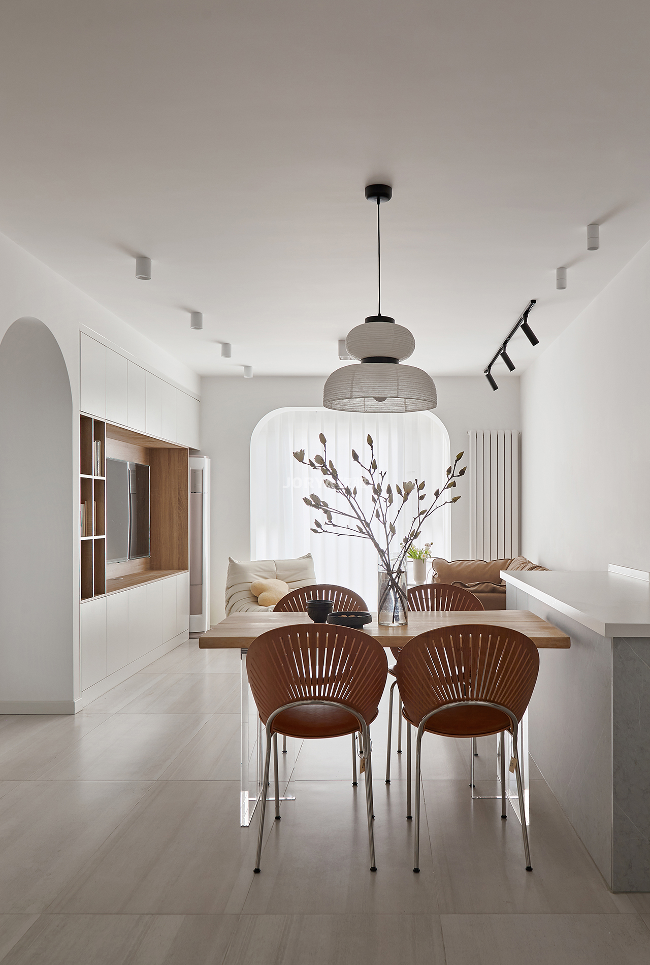 奶油白简约别墅,奶油白原木风小户型