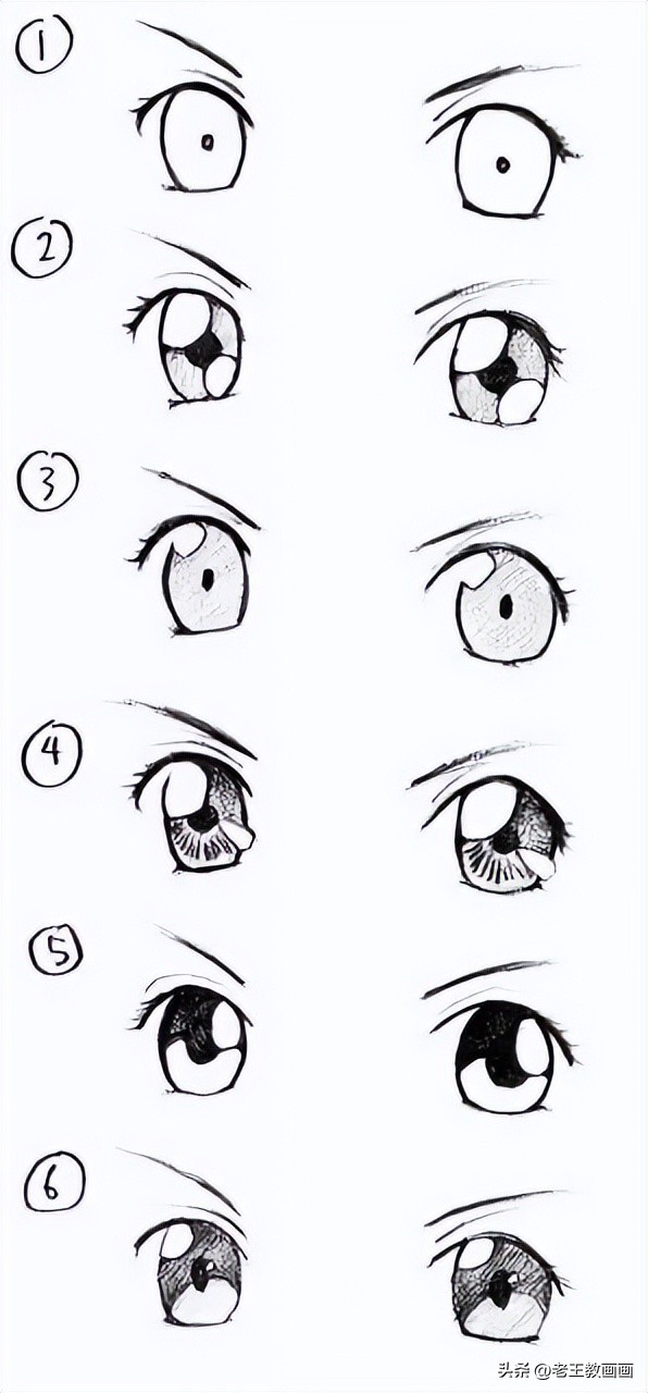 二次元漫画眼睛100种画法女,动漫人物女生眼睛画法各种表情