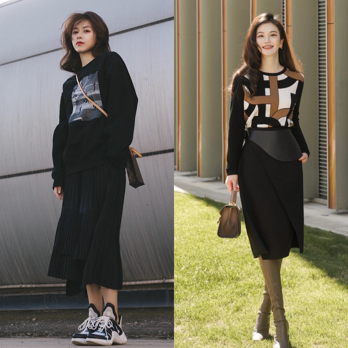 卫衣今年流行这样搭时髦又减龄,卫衣半裙秋天这样穿简直美爆了