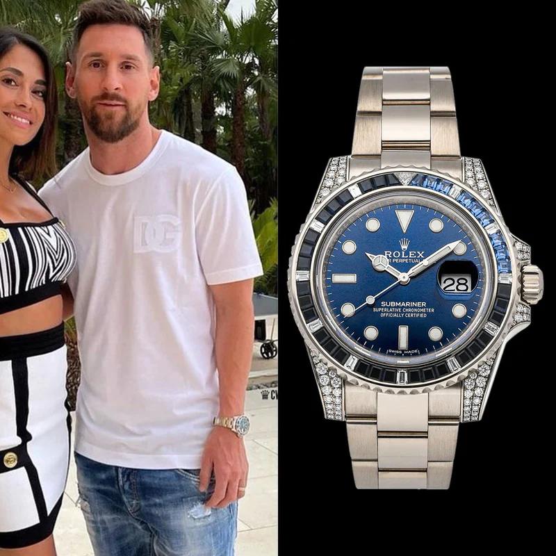 梅西戴的红表带手表,梅西金球纪念手表