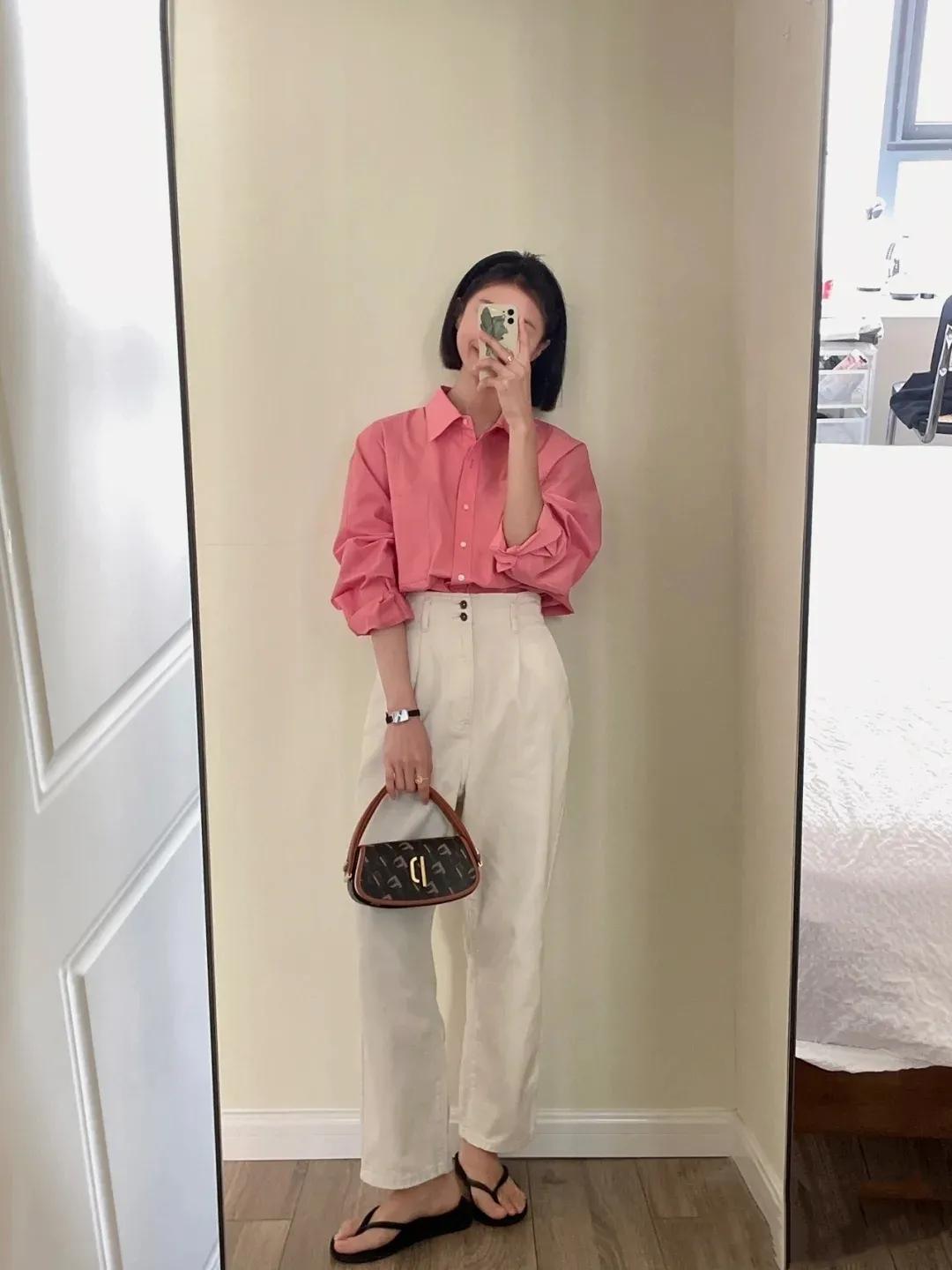 粉色格子衬衫该怎么搭配裤子,粉色衬衫搭配什么颜色的裤子好看