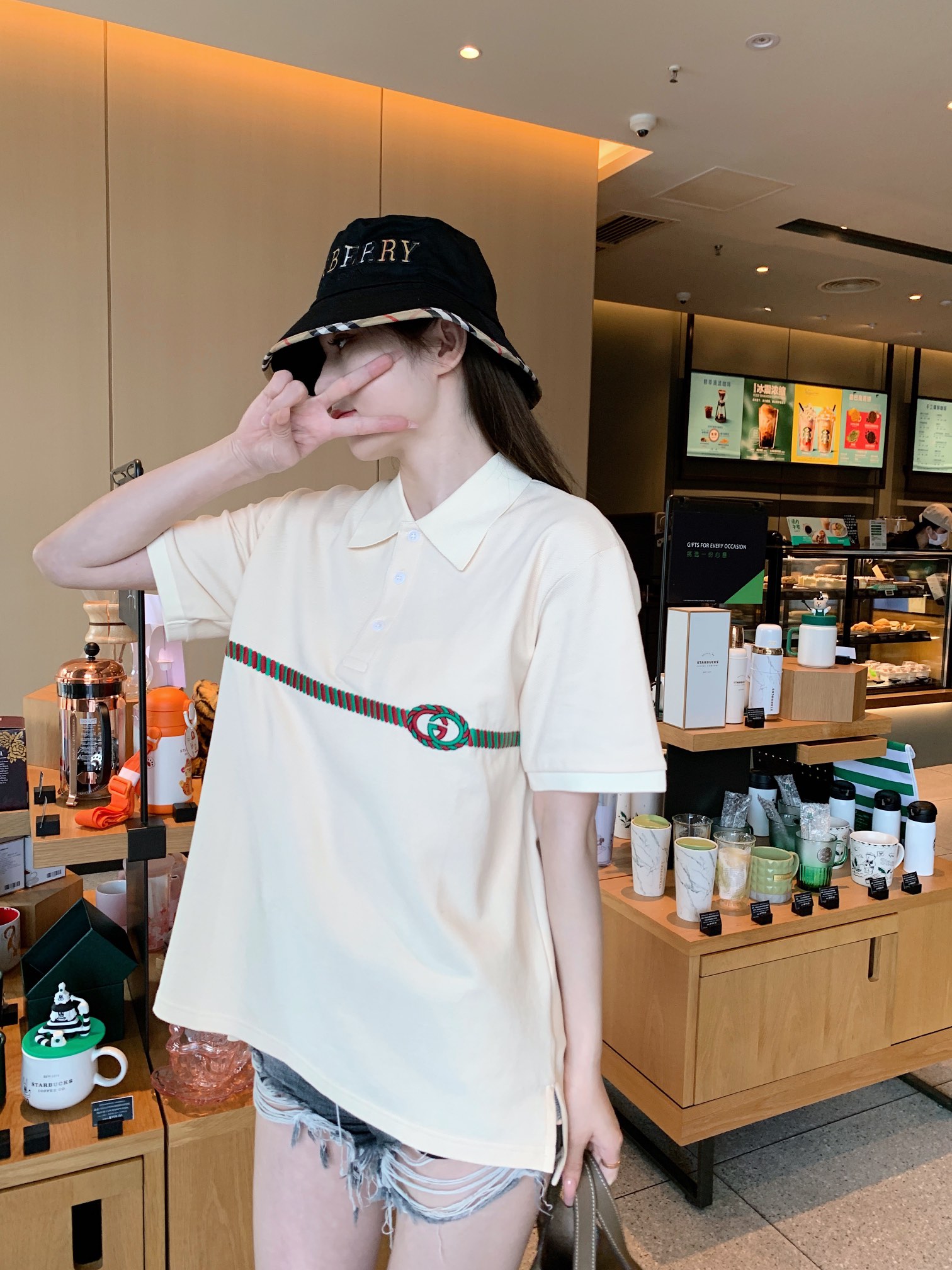 gucci腰带印花短袖 (gucci布贴刺绣提花字母短袖t恤)