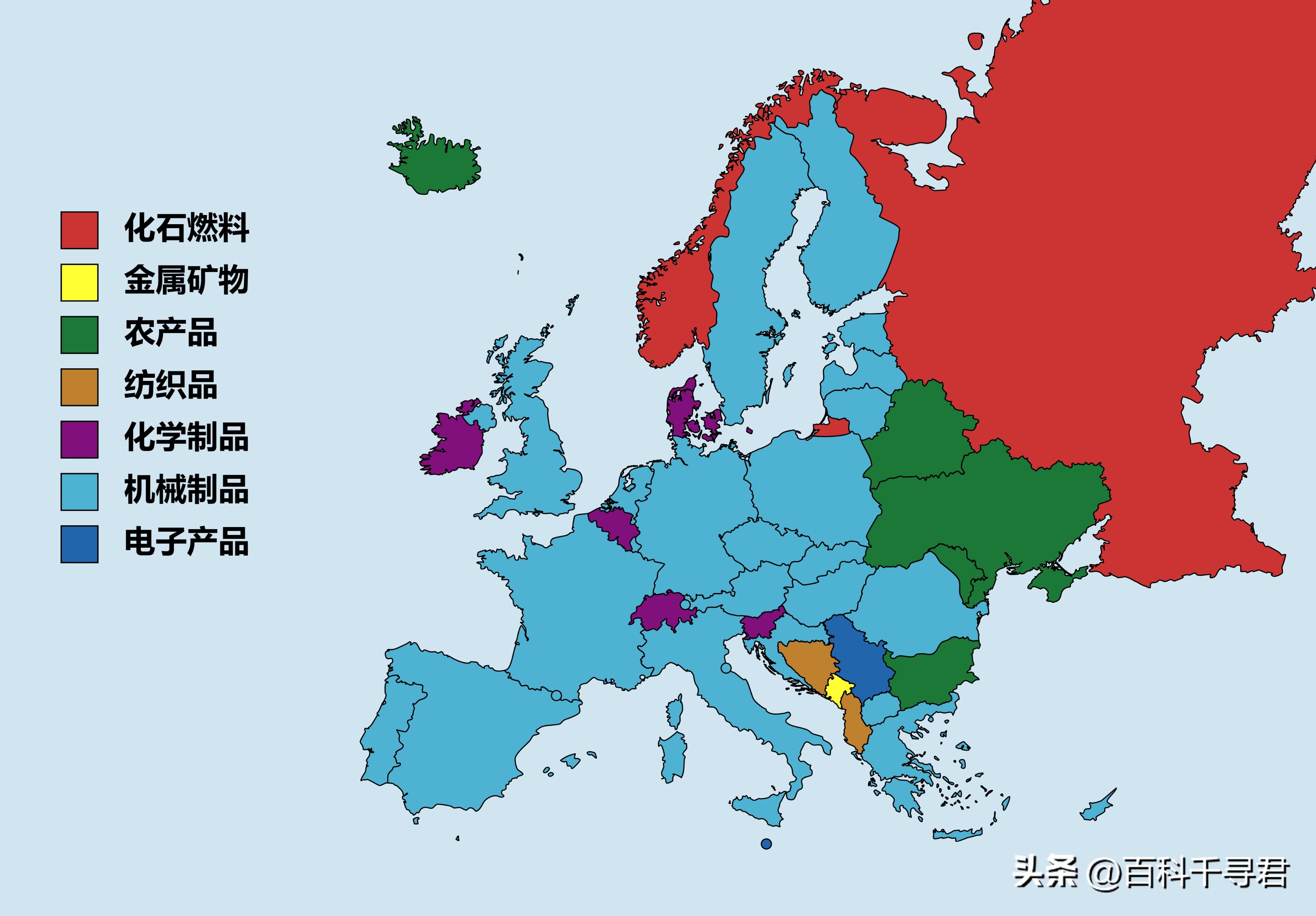 各国主要出口的商品是啥？非洲南美是初级产品，欧洲东亚是工业品