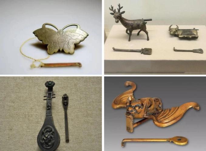 明清时期的各种铜铁锁,手工精致古代金锁