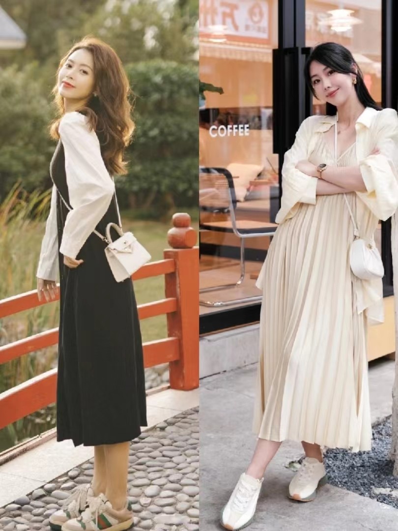 碎花连衣裙球鞋搭配图,日常碎花裙搭配什么鞋子好