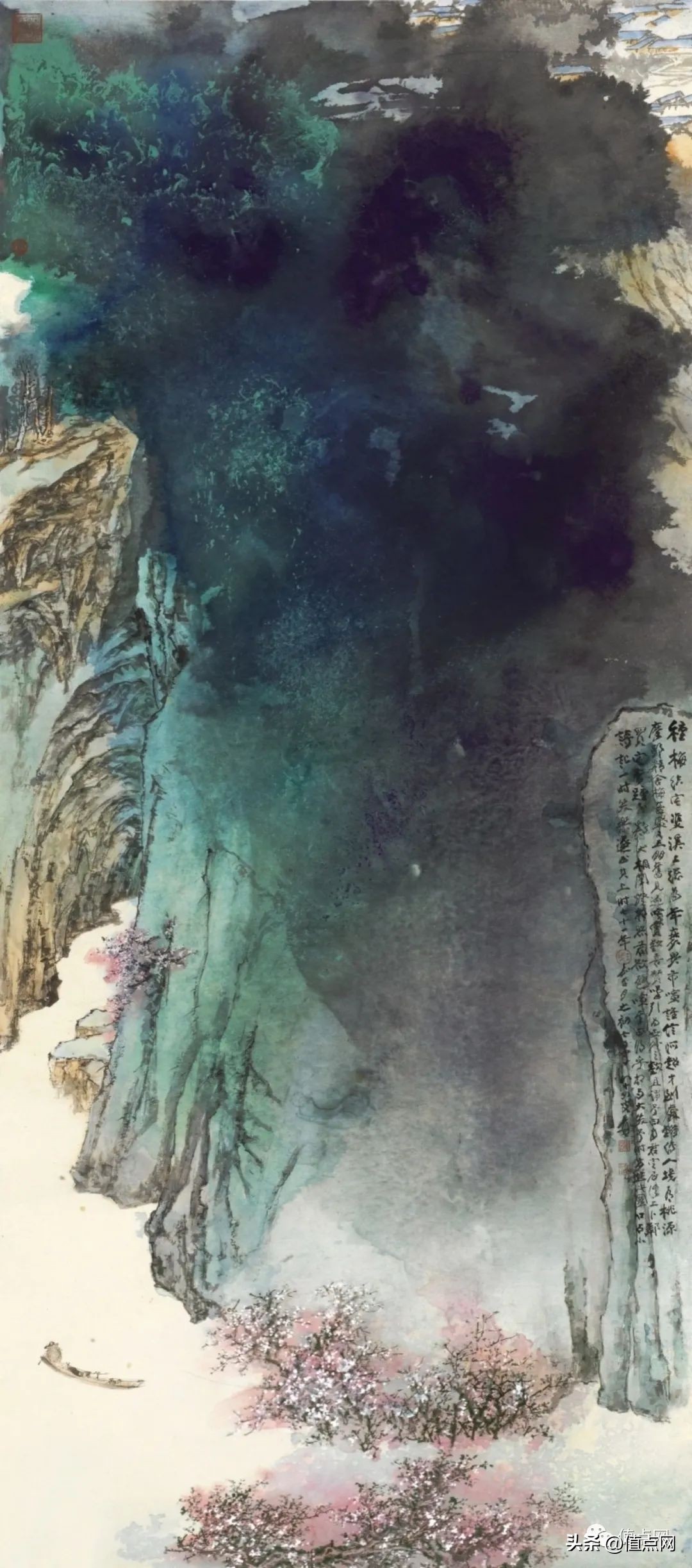 张大千泼彩荷花拍卖天价,香港拍卖张大千荷花