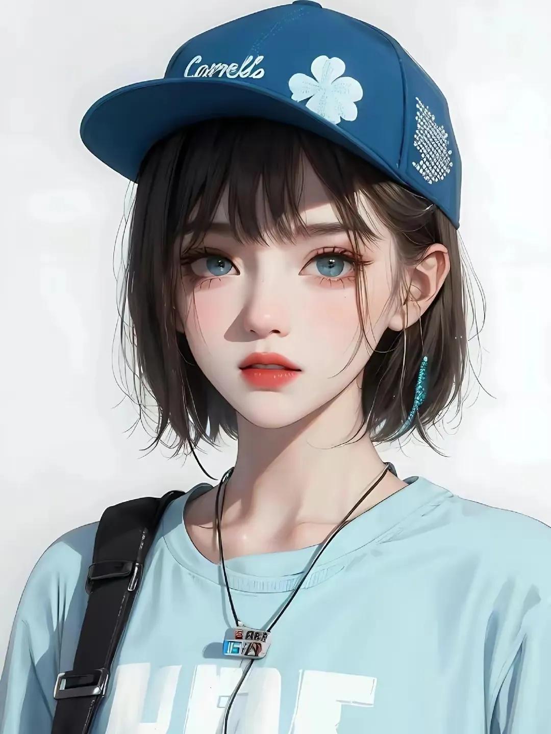 女生卡通头像简约气质短发,短发女人专用微信头像卡通