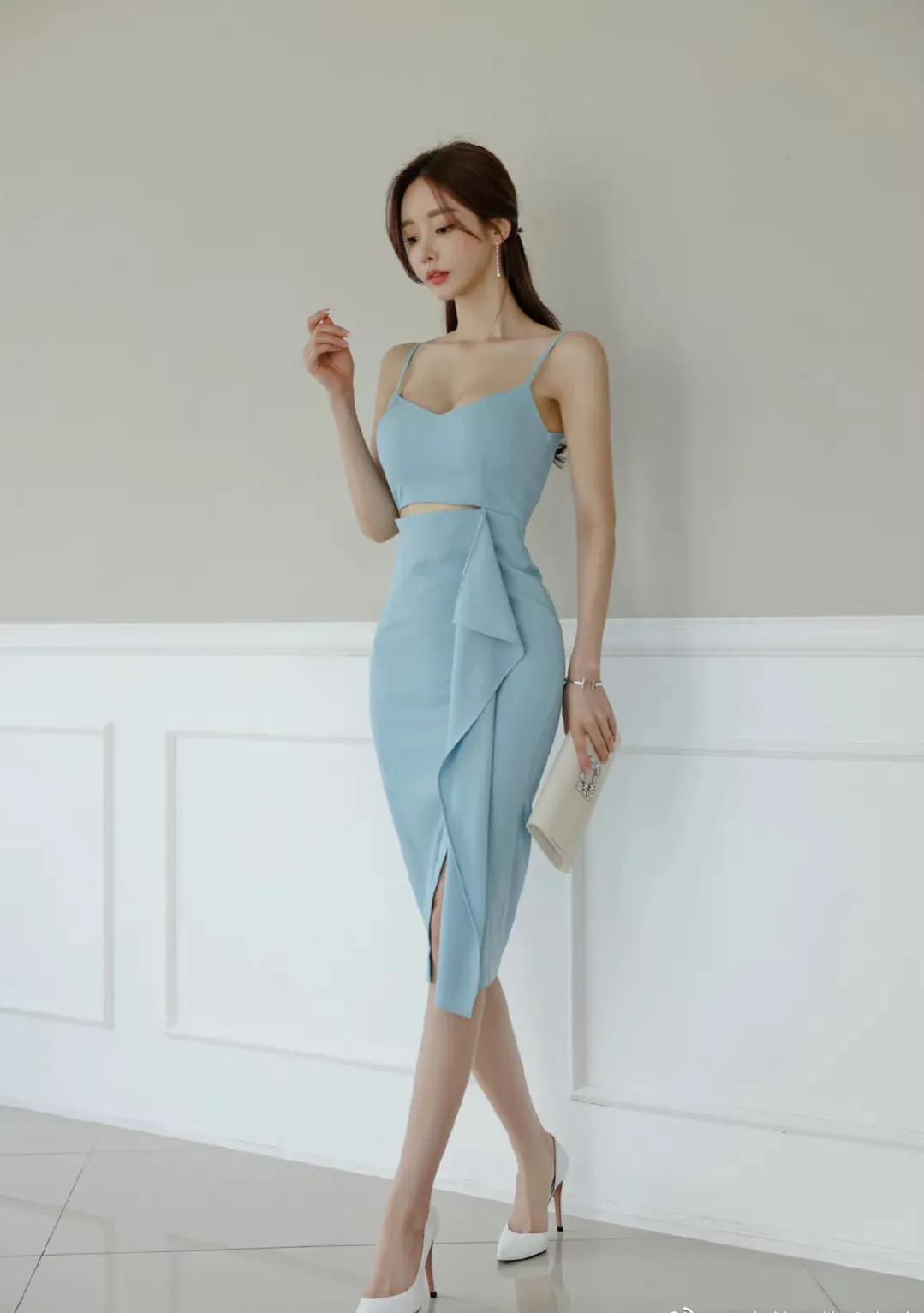 孙允珠芒果奶昔裙,孙允珠桃红粉色露肩裙