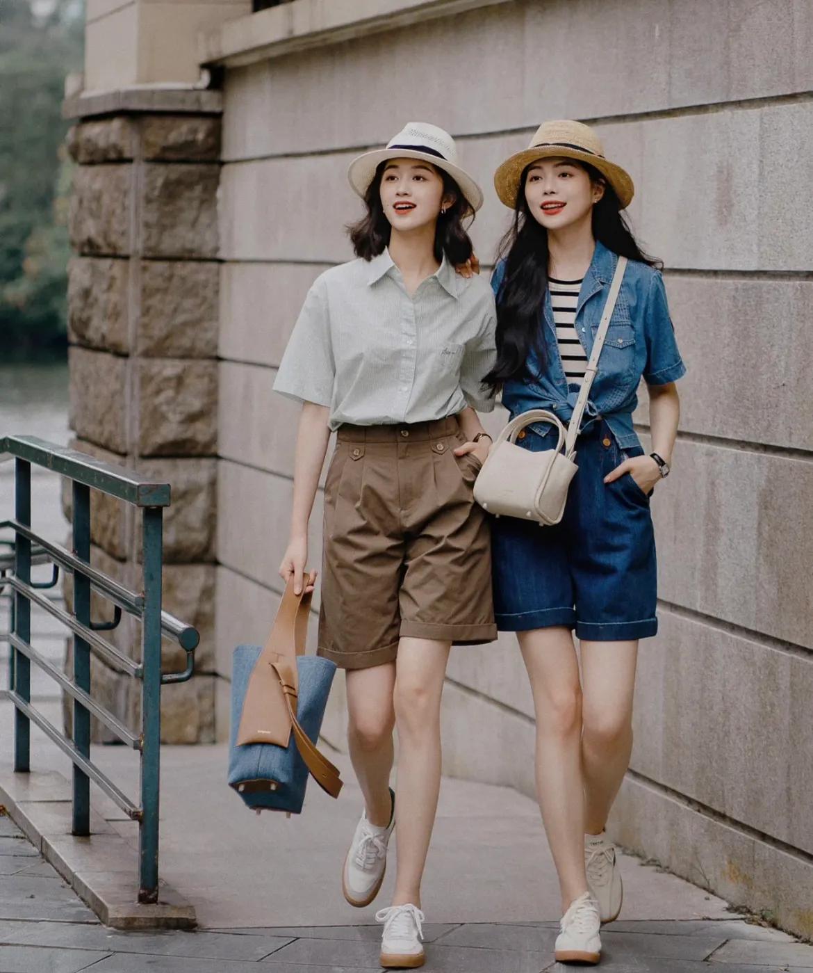 夏日闺蜜日常穿搭模板,夏季闺蜜装穿搭时髦可爱