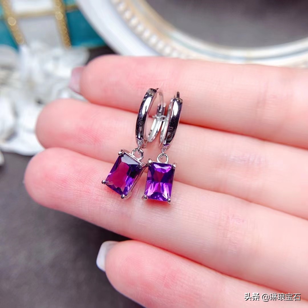 s925银天然红宝石耳扣珠宝,s925银挂耳