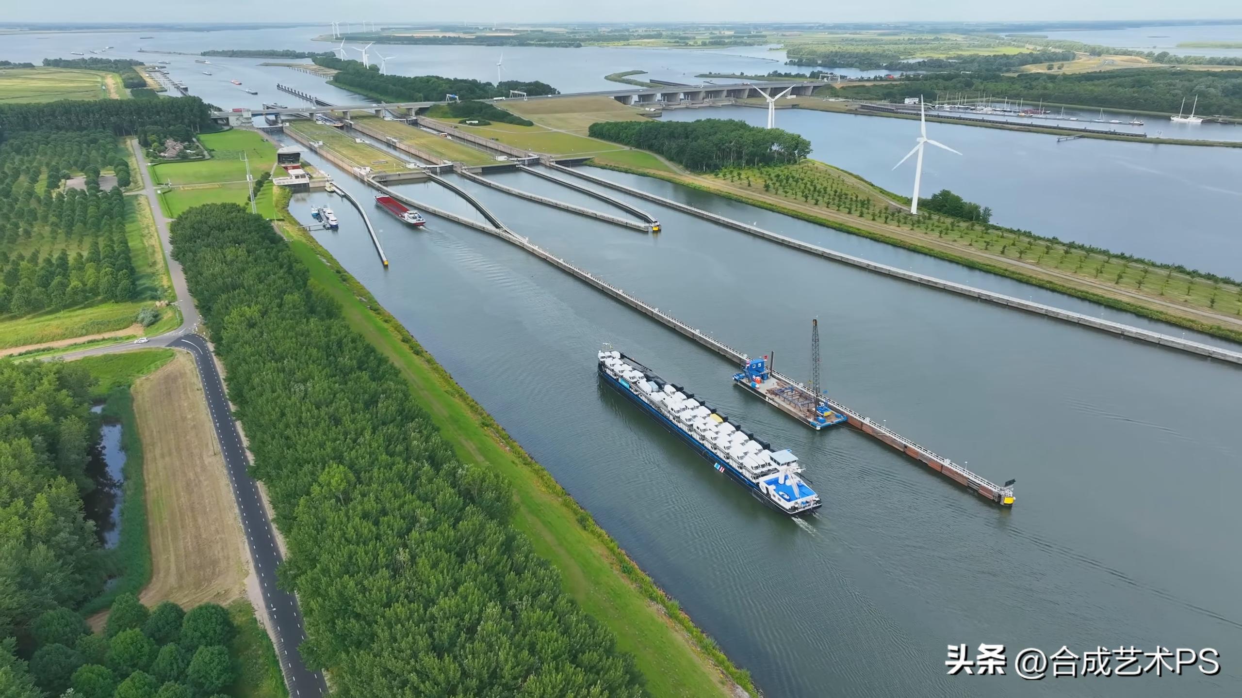 风车王国荷兰,荷兰田野中的风车