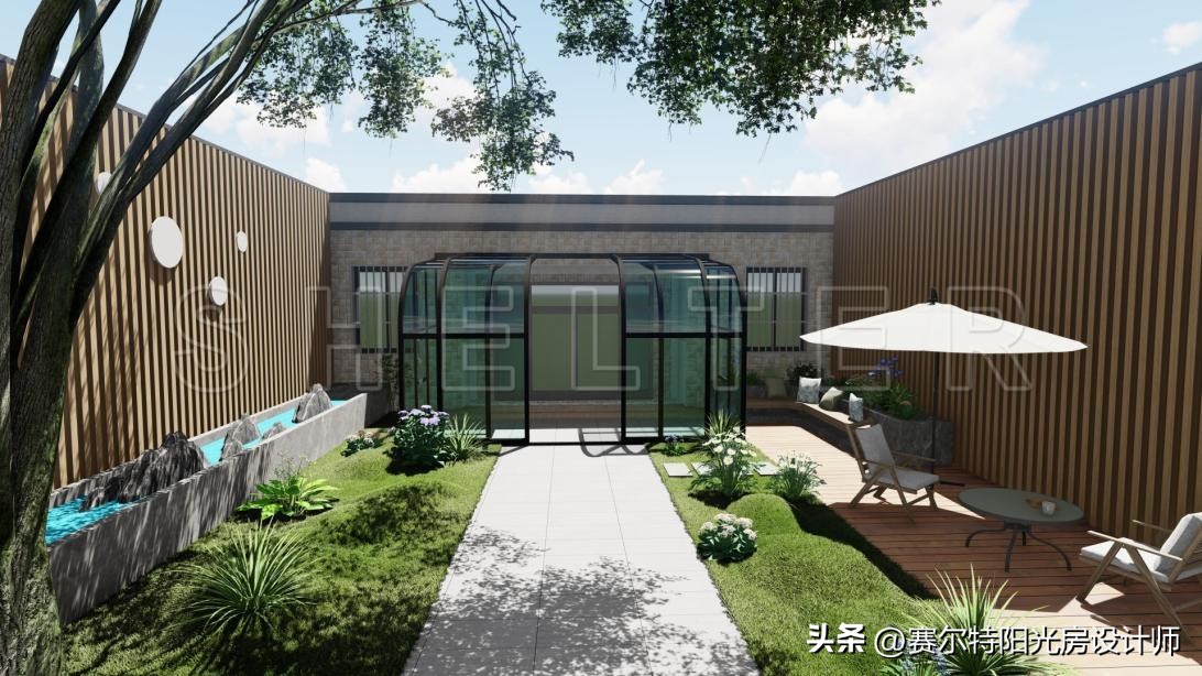 江苏南京露台阳光房效果图,别墅庭院移动式智能阳光房