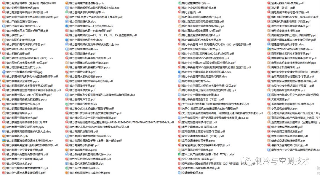 30多种空调点检拨码调试手册+水机氟机技术手册+监控+视频+软件