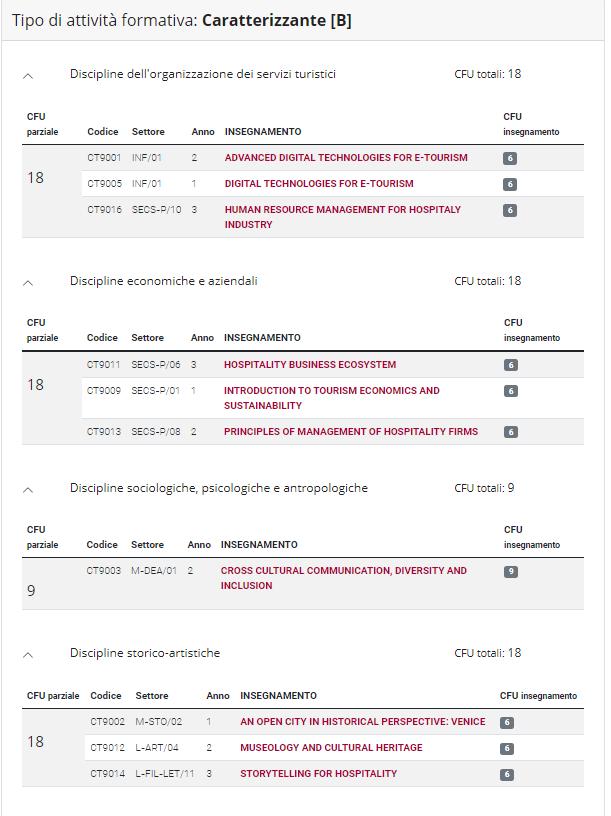 威尼斯大学,酒店创新和电子旅游