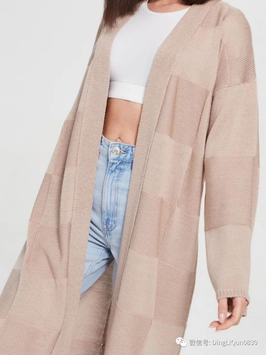 针织开衫中长款编织图,两种颜色的针织开衫编织教程