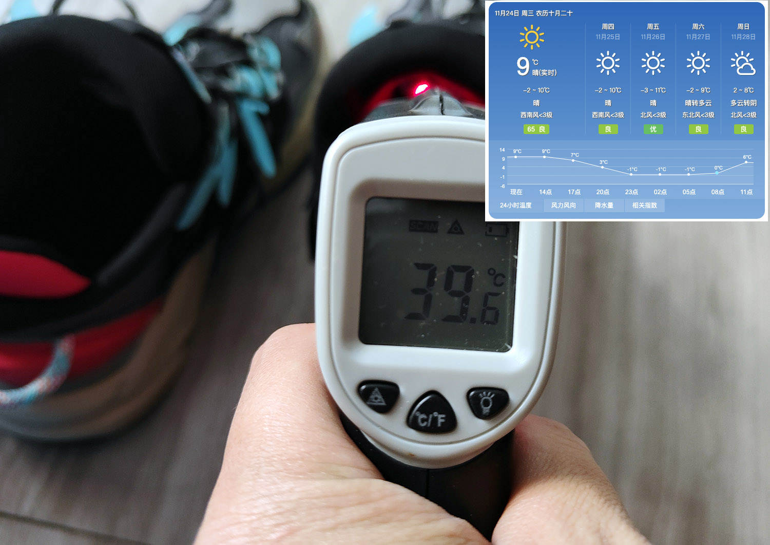 热风银色老爹鞋测评,带电加热鞋