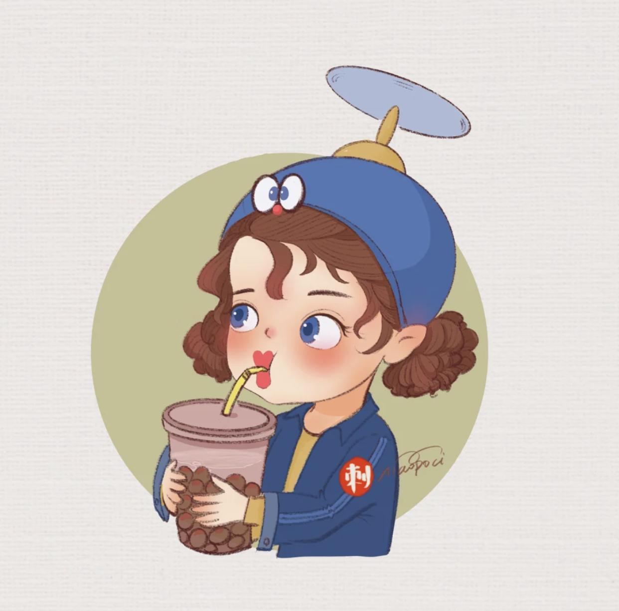 可爱头像卡通呆萌简笔丸子头,超好看丸子头漫画头像儿童