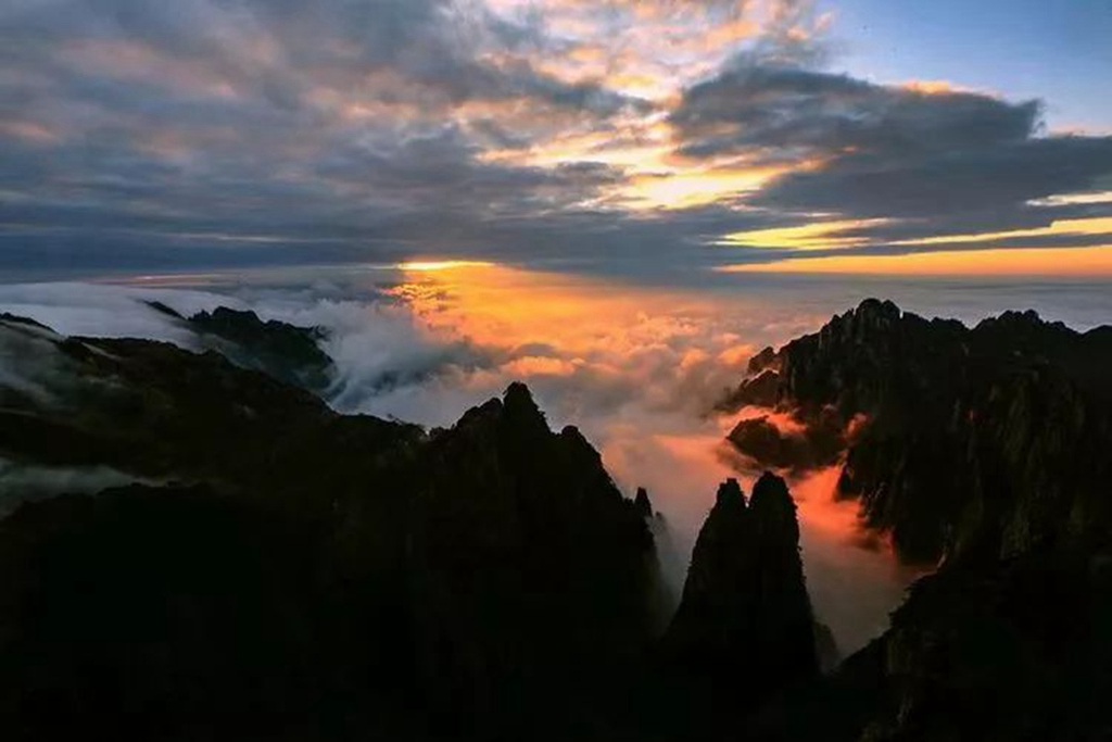 黄山日出自然人文地理摄影,黄山冬雪冬景