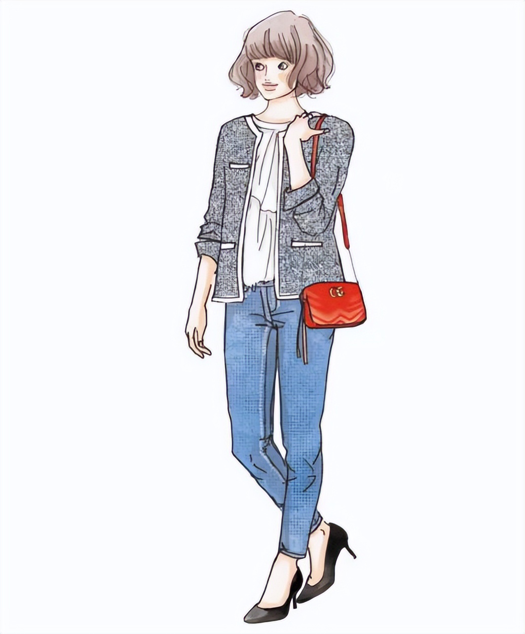 四种不同风格的穿搭手绘,日系手绘风格穿搭