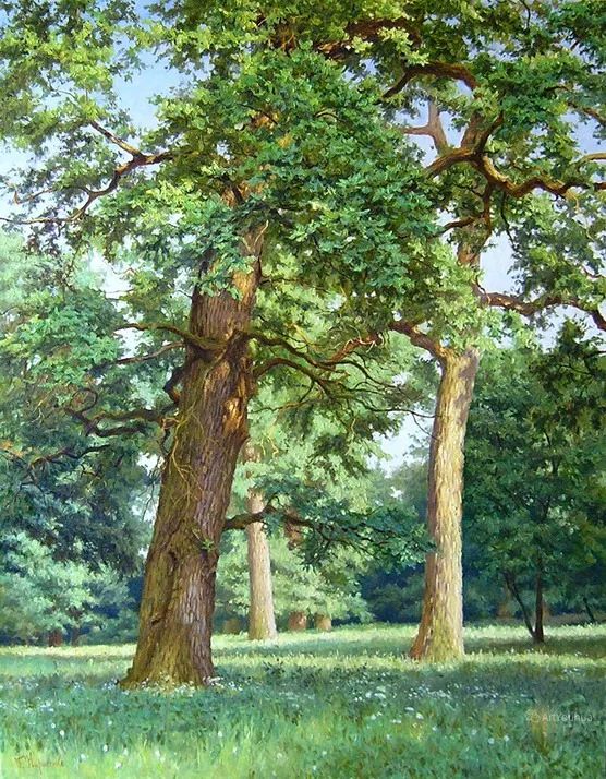 光影很强的油画风景,这油画太美了把光影画到了极致